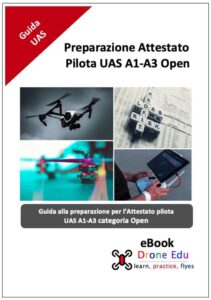 Copertina EBook Attesato Pilota Droni UAS A1 A3 Drone Edu