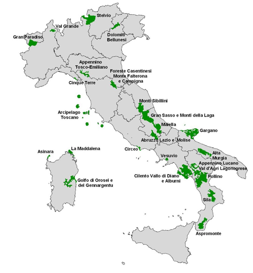 Mappa Parchi Nazionali Italia